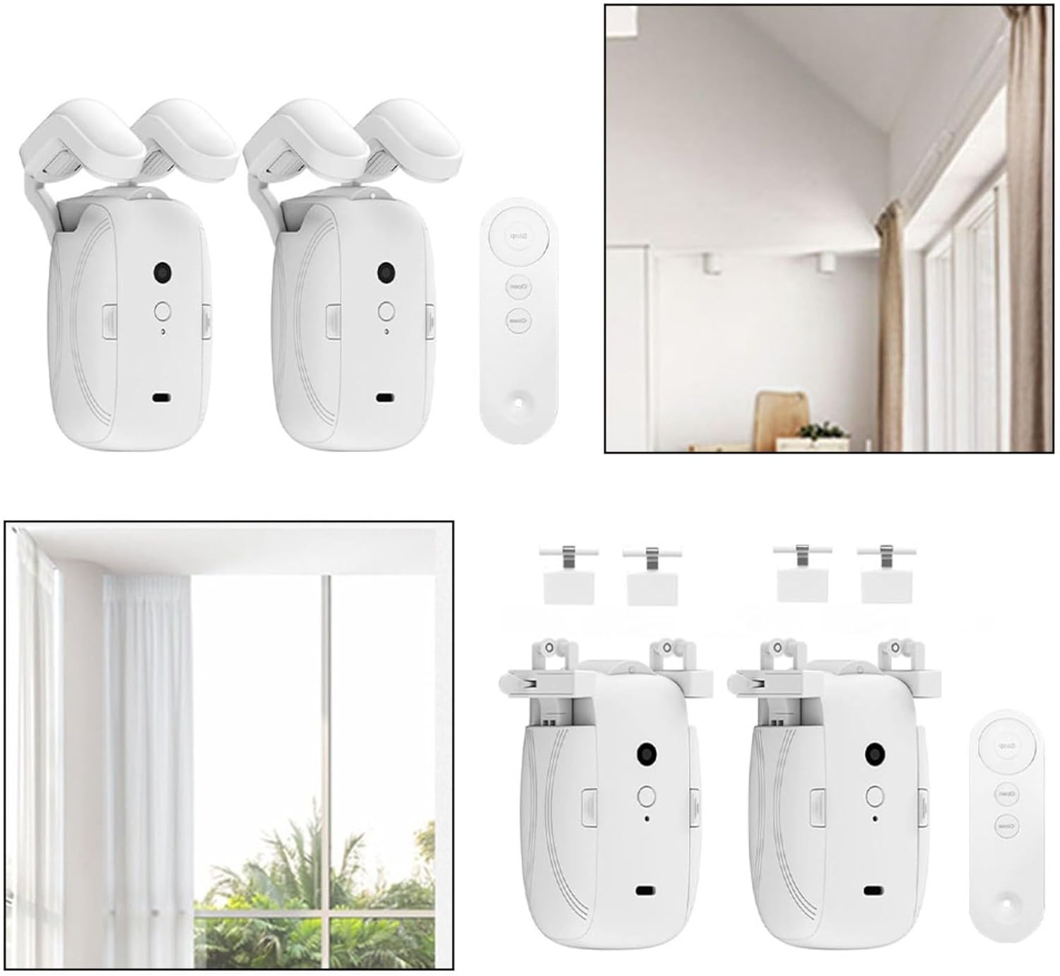 Smart Electric Curtain Motor ，4000mAh With Voice Control And App Remote, For Tuya For Zigbee, Fits T-Rail, U-Rail And Roman Rod, White(2PCS)