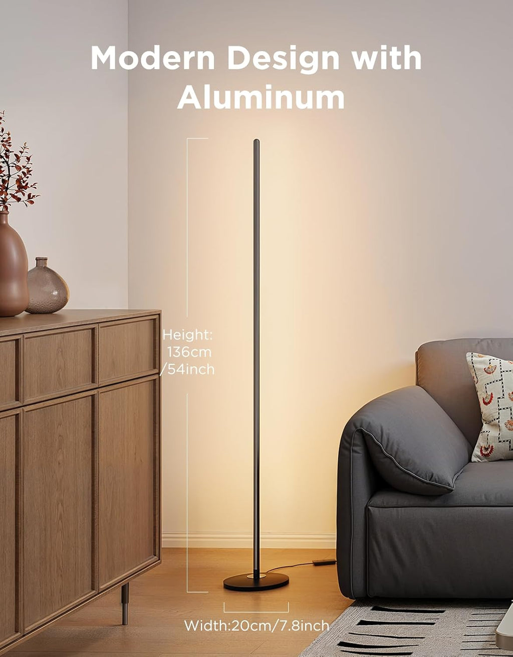 Govee LED Floor Lamp, RGBIC Modern Corner Lamp, Smart Standing Lamp with 61 Scene Modes,Music Sync, Black Corner Floor Lamp for Living Room, Bedroom