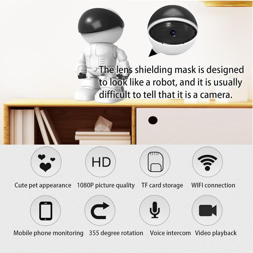Wireless Indoor Motion Detection Robot Camera, WiFi Indoor Camera 1080P Infrared Night Vision for Home Security, Two-Way Talk, Human Detection, Smart Home Gadgets with Phone App