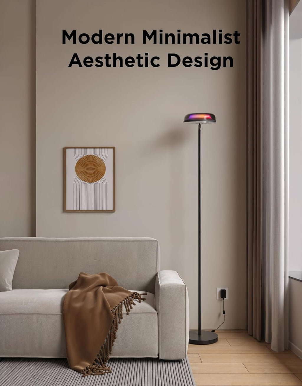 Govee Uplighter Floor Lamps Tri-Zone Independent, RGBIC Warm&Cold White Ripple Lighting Lamp Works with Matter and Alexa, 80+Scene Modes, 1000 LM, 2700-6500K, Ideal for Living Room, Bedroom, Office