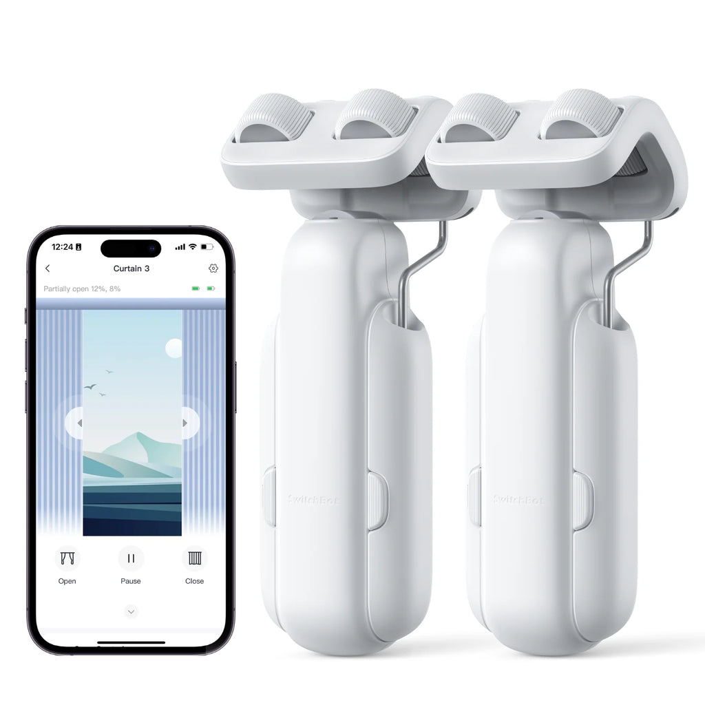 2025 Automatic Curtain Opener 3 Rod-Bluetooth Remote Control, WiFi&Smartphone Control, Upgraded High-Performance, Compatible with Alexa, Google Home, HomeKit (2025 Curtain Opener*2&Remote)