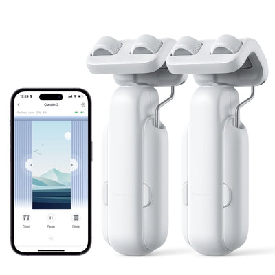 2025 Automatic Curtain Opener 3 Rod-Bluetooth Remote Control, WiFi&Smartphone Control, Upgraded High-Performance, Compatible with Alexa, Google Home, HomeKit (2025 Curtain Opener*2&Remote)